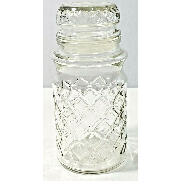 Vintage 1984 Planters Mr. Peanut Glass Jar w Lid Diamond Pattern Canister 7.75” - Picture 12 of 12